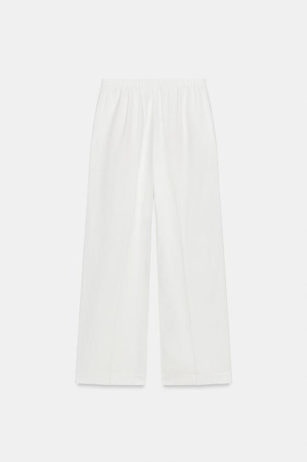 ZARA БРЮКИ ПРЯМОГО КРОЯ ИЗ СМЕСОВОГО ЛЬНА, БЕЛЫЙ