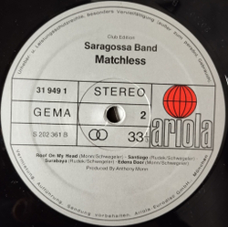 Винтажная виниловая пластинка LP Saragossa Band Matchless (Germany 1980)