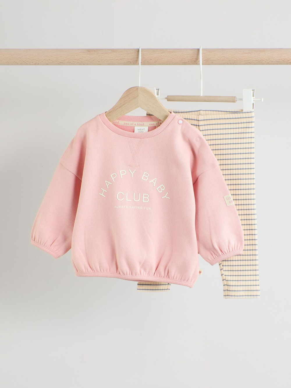 Свитшот и легинсы в комплекте для малышей Next AA6-493, Розовый, Песочный