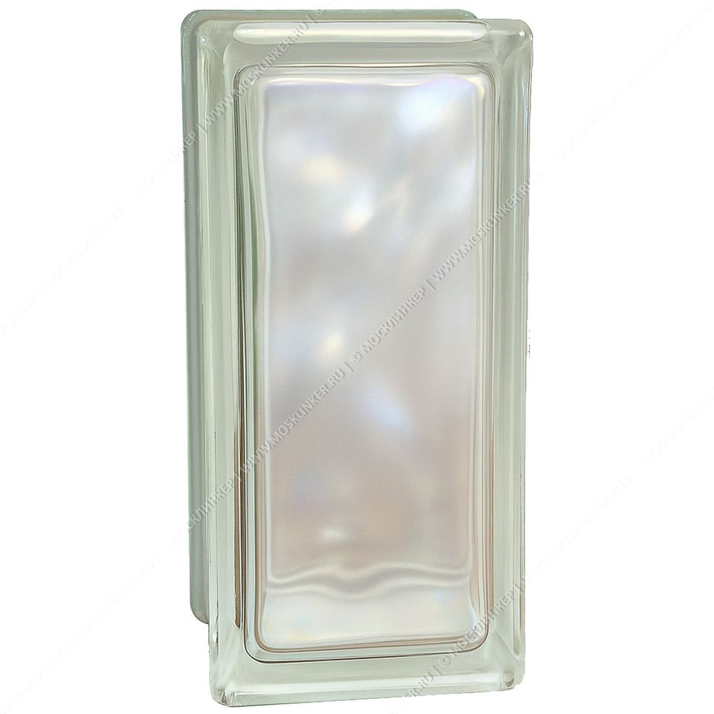 Стеклоблок Vitrablok Половинка Жемчуг Волна 19x9x8 - окрашенный внутри