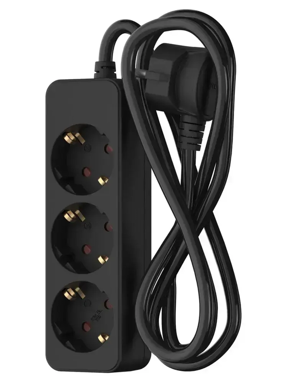 Удлинитель сетевой для розетки ФОТОН 16А 2м 3 розетки с заземлением черный, ГОСТ