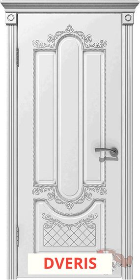 Межкомнатная дверь Александрия ПГ (Белая эмаль/Патина серебро)