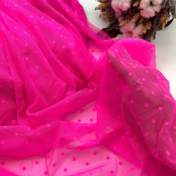 Сетка эластичная розовый неон в горох 5 мм, цв. 909
