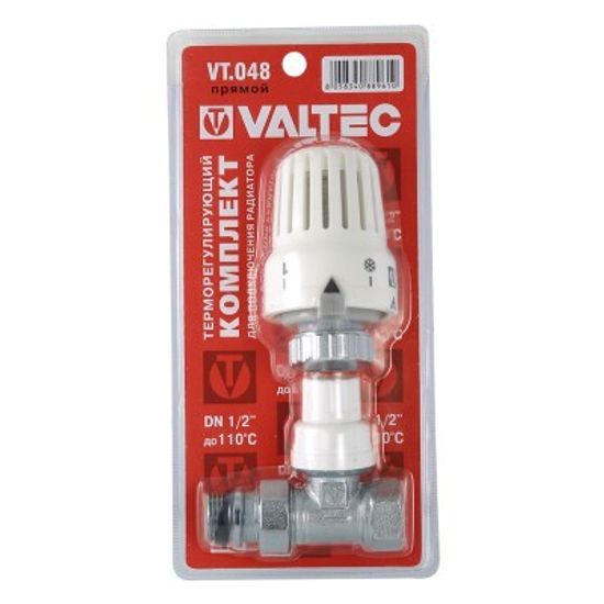 Клапан термостатический Valtec 1/2" прямой с термоголовкой арт. VT.048.N.04 для радиаторов