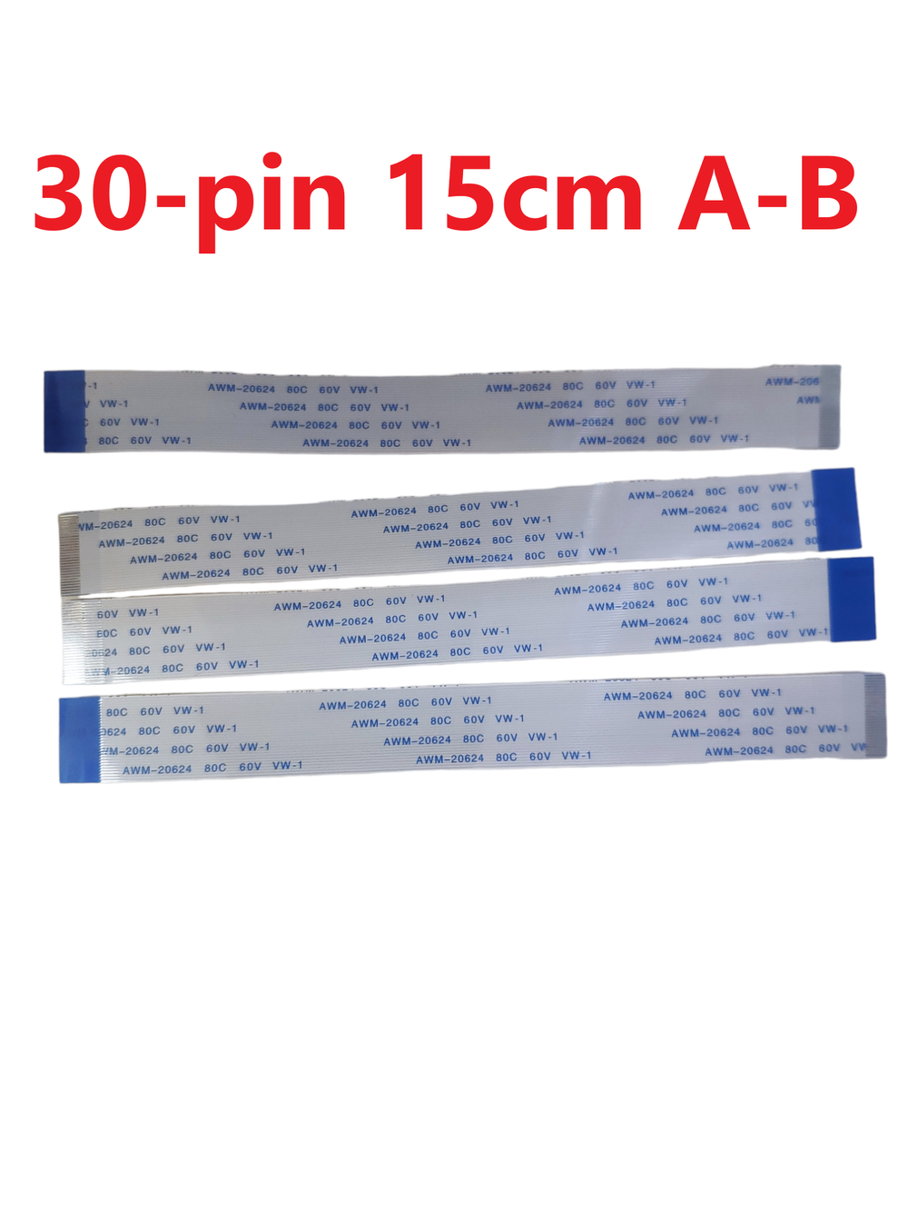 Шлейф FFC 30-pin Шаг 0.5mm Длина 15cm Обратный A-B AWM 20624 80C 60V VW-1