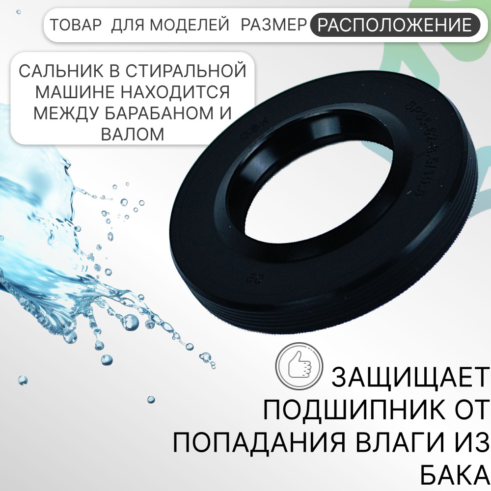 Сальник стиральной машины 35x62x8.5/10.5 Атлант 908092003106