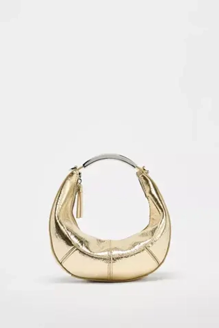 ZARA ОВАЛЬНАЯ СУМКА С МЕТАЛЛИЧЕСКОЙ РУЧКОЙ, ЗОЛОТИСТЫЙ