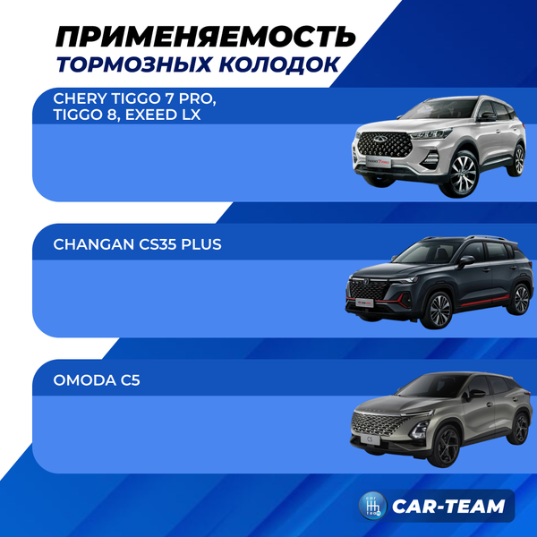 Колодки тормозные задние (керамические) Chery Tiggo 7 Pro, Tiggo 8, Exeed LX, Changan CS35 Plus, Omoda C5 (арт. ZCP-0560)