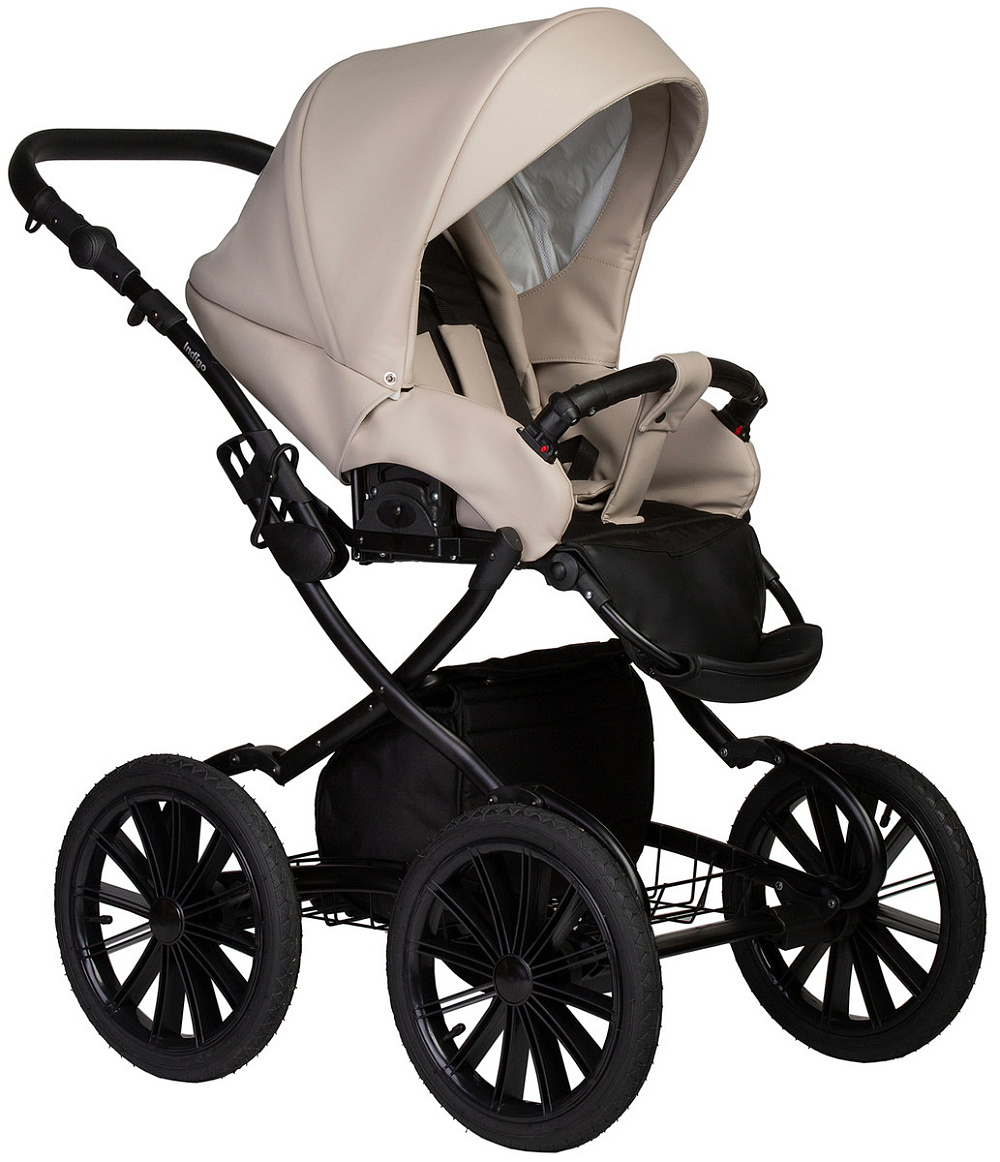 Детская коляска Indigo Mio Eco Plus 14 3 в 1 с автокреслом Avionaut Cosmo Grey 02 св.бежевая кожа