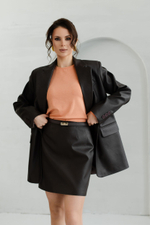 Жакет OVER из эко-кожи темно-коричневый