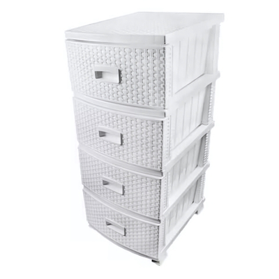 Комод ДЕКОР 4-х РОТАНГ белый РП-421