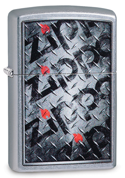 Фото Зиппо оригинальная бензиновая американская зажигалка Diamond Plate Design ZIPPO 29838 серебристая в подарочной коробке