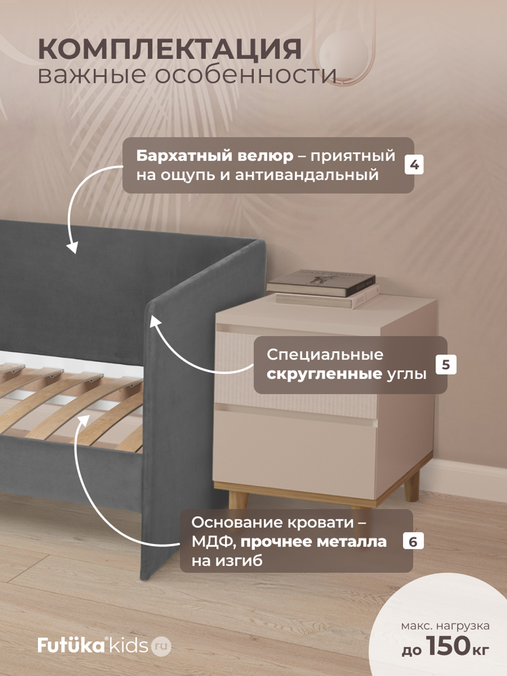 Диван - кровать Simple 200х90 см ткань Микровелюр
