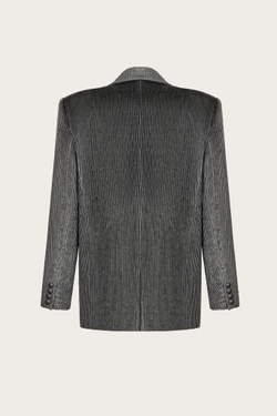 ЖАКЕТ ИЗ СЕРОГО БАРХАТА С ЛЮРЕКСНОЙ НИТЬЮ