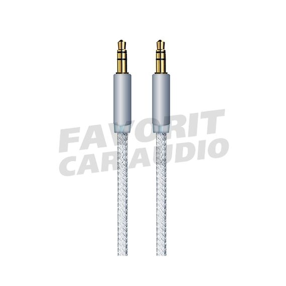 Кабель AUX, Jack 3,5mm(m) - Jack 3,5mm(m) OXION AUX006, 1.0м, круглый, ткань, цвет: белый