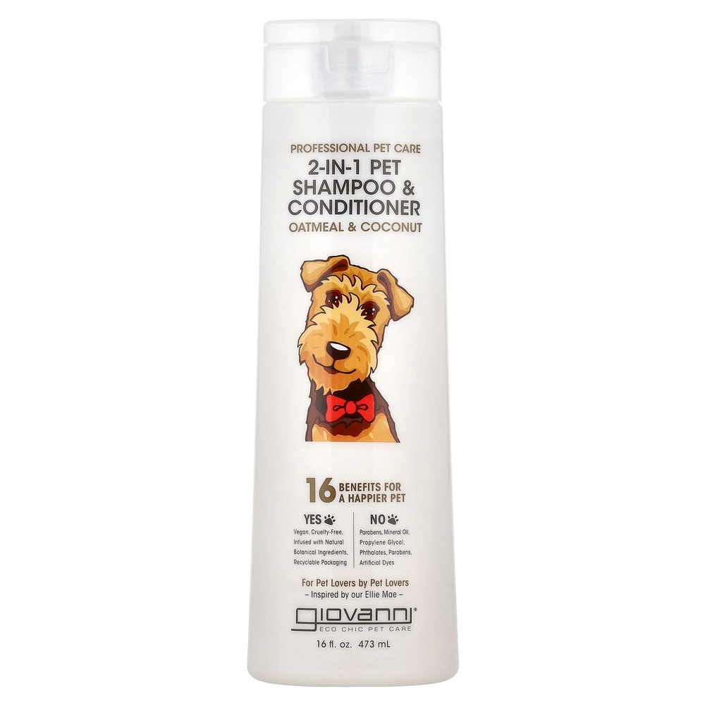 Giovanni, Professional Pet Care, шампунь и кондиционер 2-в-1 для собак, овсянка и кокос, 473 мл (16 жидк. унц.)