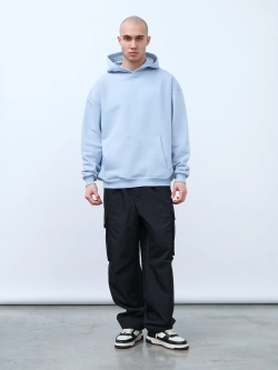 Худи оверсайз с начесом (голубой)
