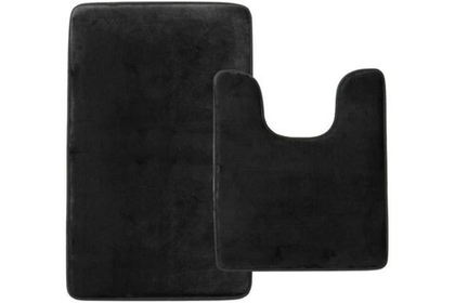 Набор ковриков для ванной и туалета с эффектом памяти Home One 51х81, 51х61 U-shape, чёрный