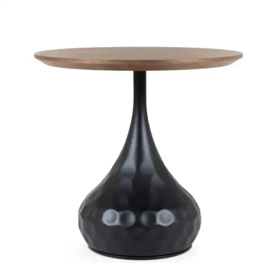 Столик журнальный Lemosab, Ø50х48 см, черный металл, столешница орех