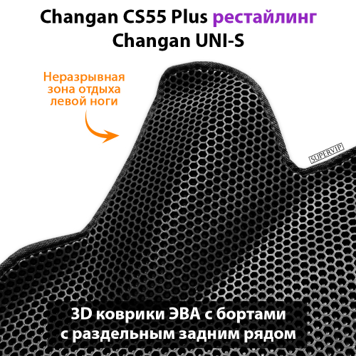 Автомобильные коврики ЭВА с раздельным задним рядом для Changan CS55 Plus (21-н.в.) рестайлинг/ Changan UNI-S