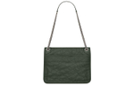 SAINT LAURENT Niki Cow Leather Hobo Bag, Crossbody Bag, Shoulder Bag Women"s Dark Green