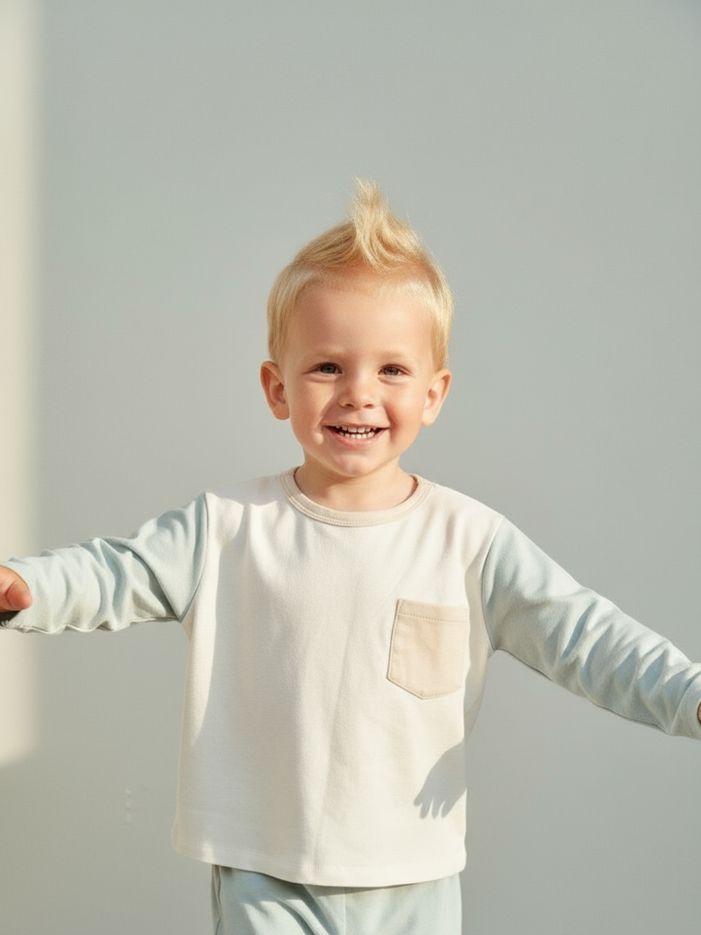 Лонгслив детский MIX молочный/мятный