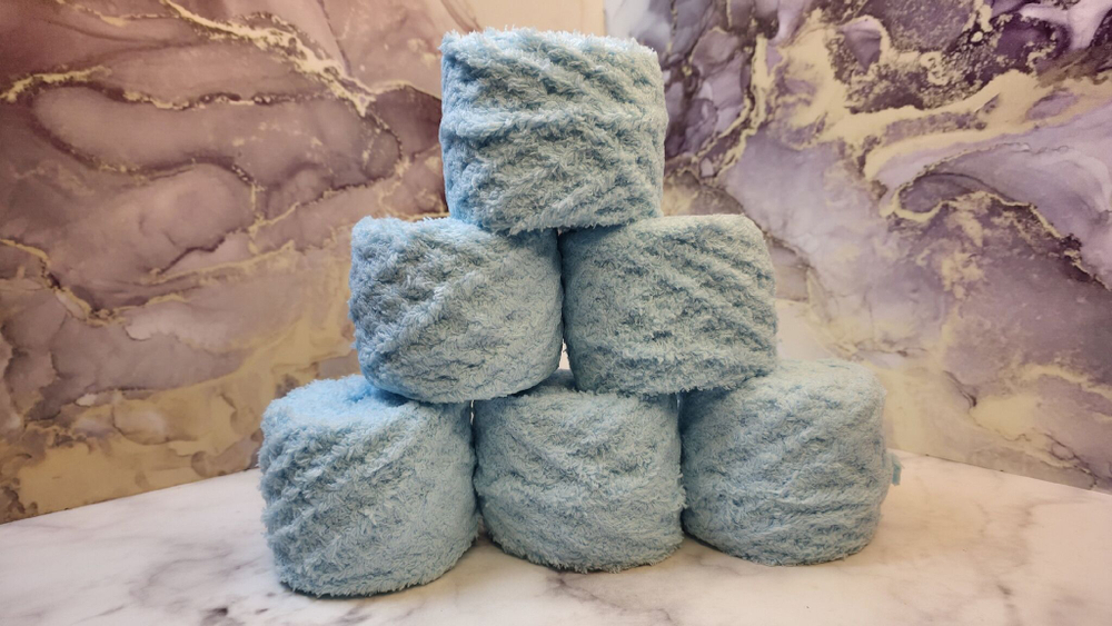 Софти пряжа Махровая 100%полиэстер 6х55г/60м Голубой