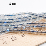 Лабрадор бусины, диаметр около 4,3 мм, цена за отрезок 19 см (1/2 нити)