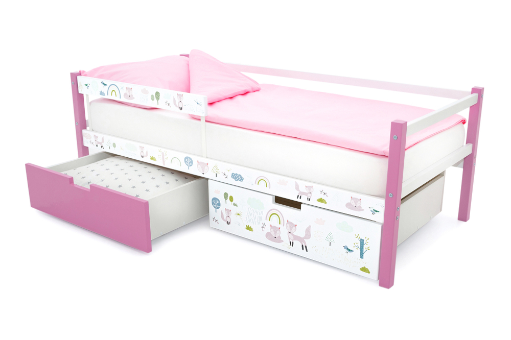 Детская кровать тахта Бельмарко Svogen лаванда-белый лисята