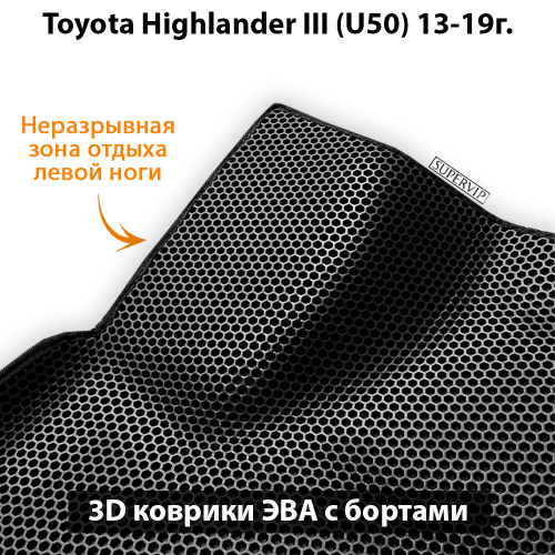 Передние автомобильные коврики ЭВА с бортами для Toyota Highlander III (U50) 13-19г.