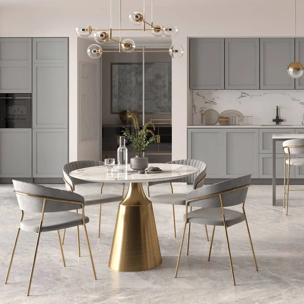 Стул Bradex Home Turin серый с золотыми ножками