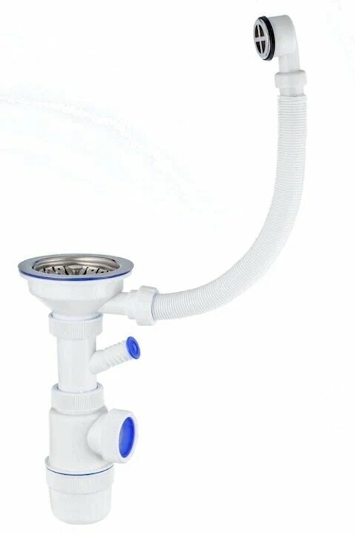 Сифон с нерж. чашей ф114мм,отвод для стир. машины (1 1/2"-ф40) 30986177 46605