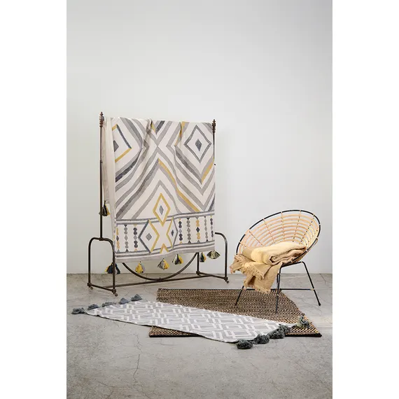 Ковер из хлопка с контрастным узором и кисточками Ethnic 200х300 см