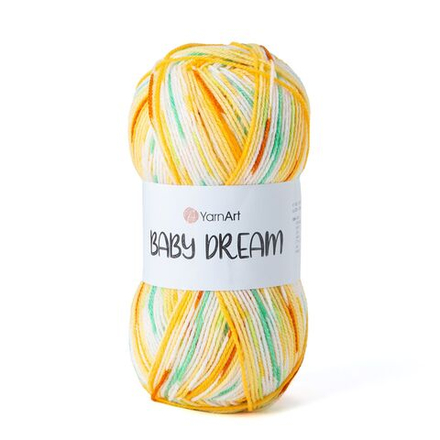 Беби Дрим (Baby Dream) пряжа YarnArt 100%акрил 5х100г/300м (5241 желтый-белый-зеленый-терракот)