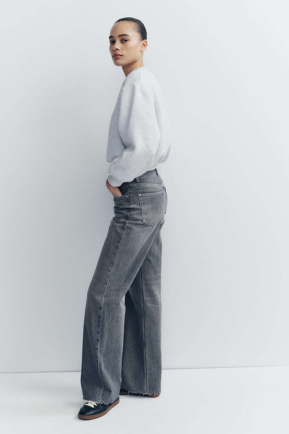 Джинсы с высокой посадкой trf wide leg
