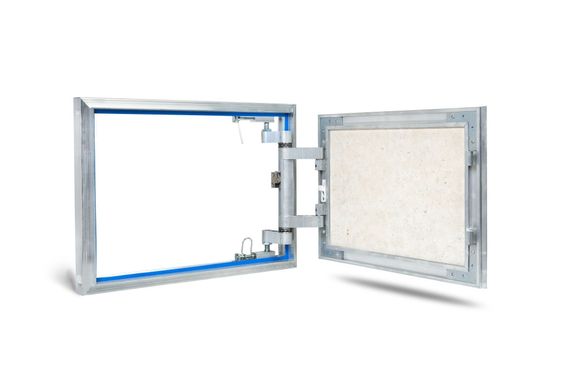 Люк под плитку нажимной Модерн Мини 400х300 мм (ШxВ, 40х30 см) с надежной износоустойчивой петлей, алюминиевый