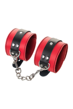 Красно-черные оковы на ноги из кожи (Цвет: красный с черным)