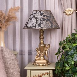 Настольная лампа Путти Бронза с абажуром 38 Vatican (Ватикан) Черный