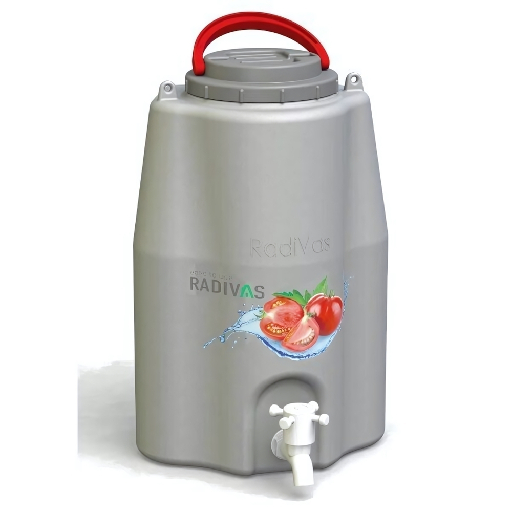 Рукомойник RADIVAS серый 10 л (углубление для мыла, крышка с ручкой для переноски, краник)