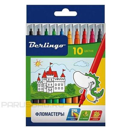 Фломастеры 10 цветов Berlingo Замки, картонная упаковка