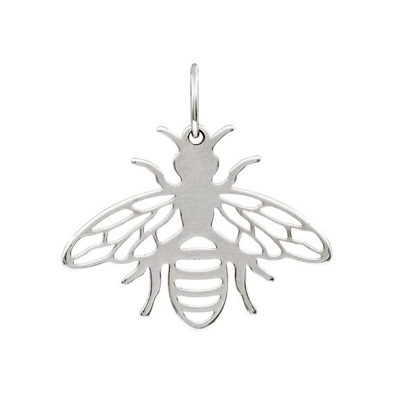 Подвеска Пчела - ювелирный кулон из серебра 925 пробы, вид спереди