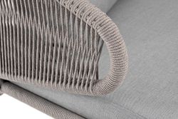 "Милан" диван 2-местный плетеный из роупа, каркас алюминий светло-серый (RAL7035) муар, роуп серый меланж круглый, ткань светло-серая