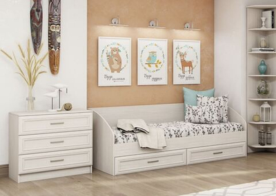 ПРИНЦЕССА Кровать с ящиками одноярусная ЦРК.ПРН.09