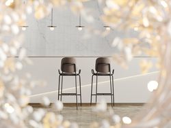 Стул барный Ror, 2 Frame, велюр, черный/пурпурный/серый