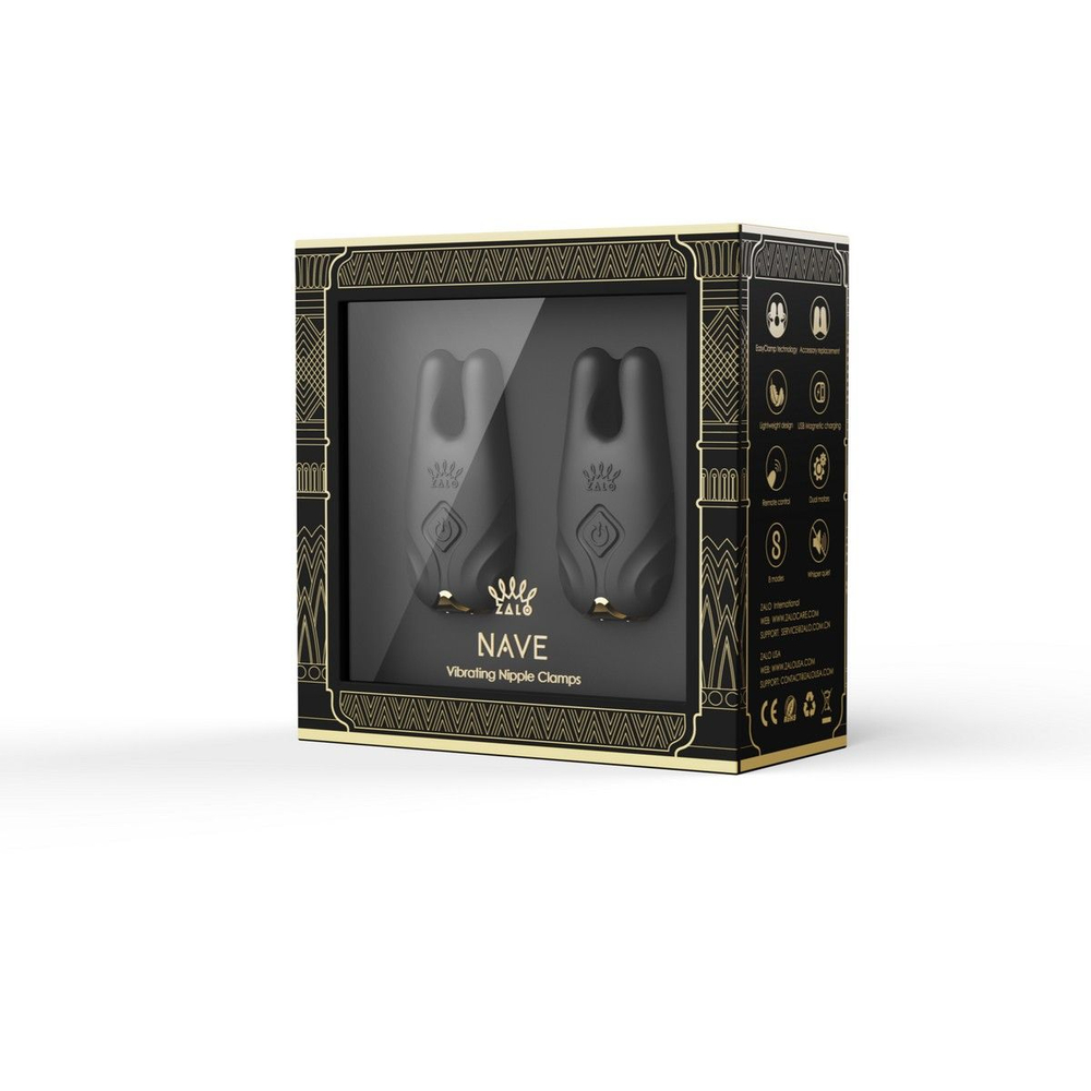 Черные виброзажимы на соски Nave (Цвет: черный)