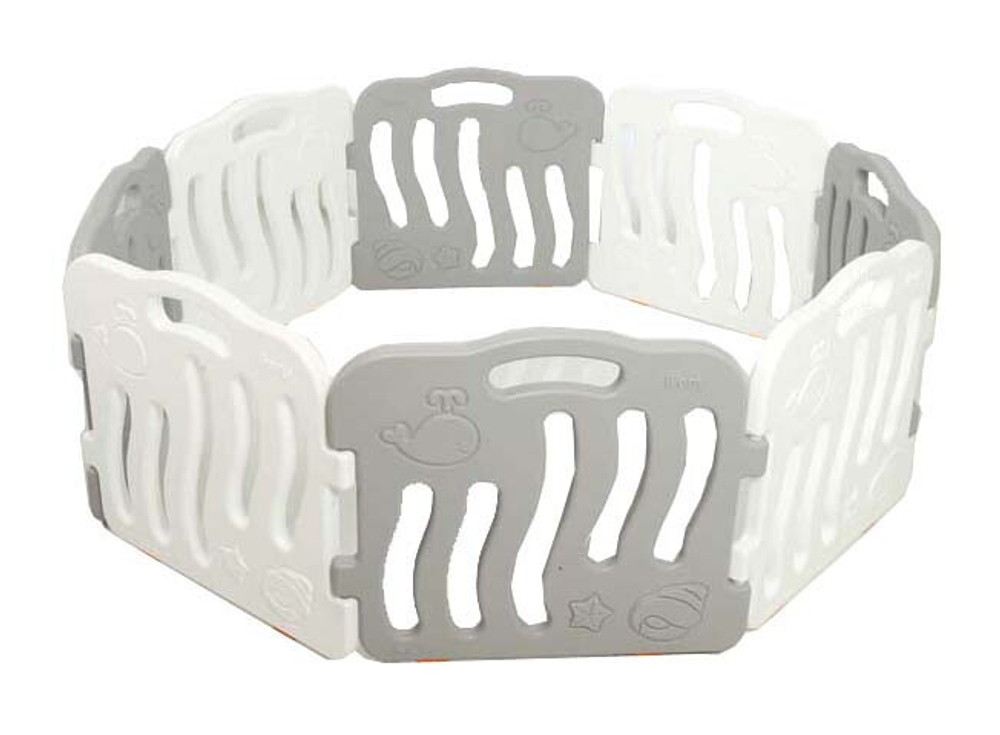 Большой детский манеж iFam Shell серый/белый