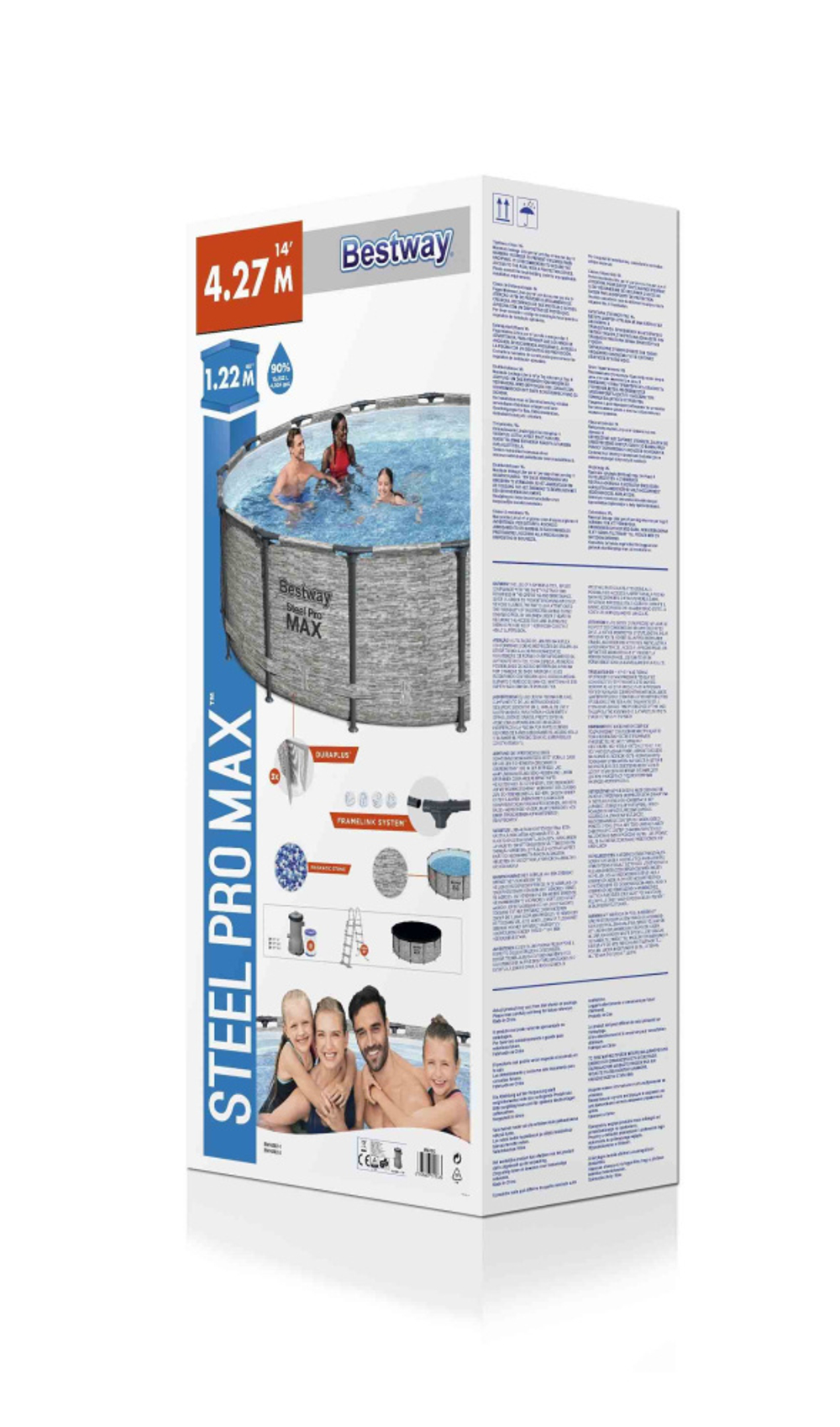 Каркасный бассейн Bestway 427х122 см + фильтр-насос 3028 л/ч, тент, лестница (5619D BW)