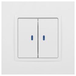 14-1105-01 ЭРА Выключатель двойной с подсветкой, 10АХ-250В, IP20, Эра Elegance, белый