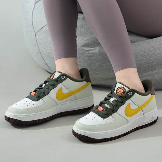 Nike Air FORCE 1 Детские Скейтбординги Низкие Кроссовки Горчично-желтые Унисекс