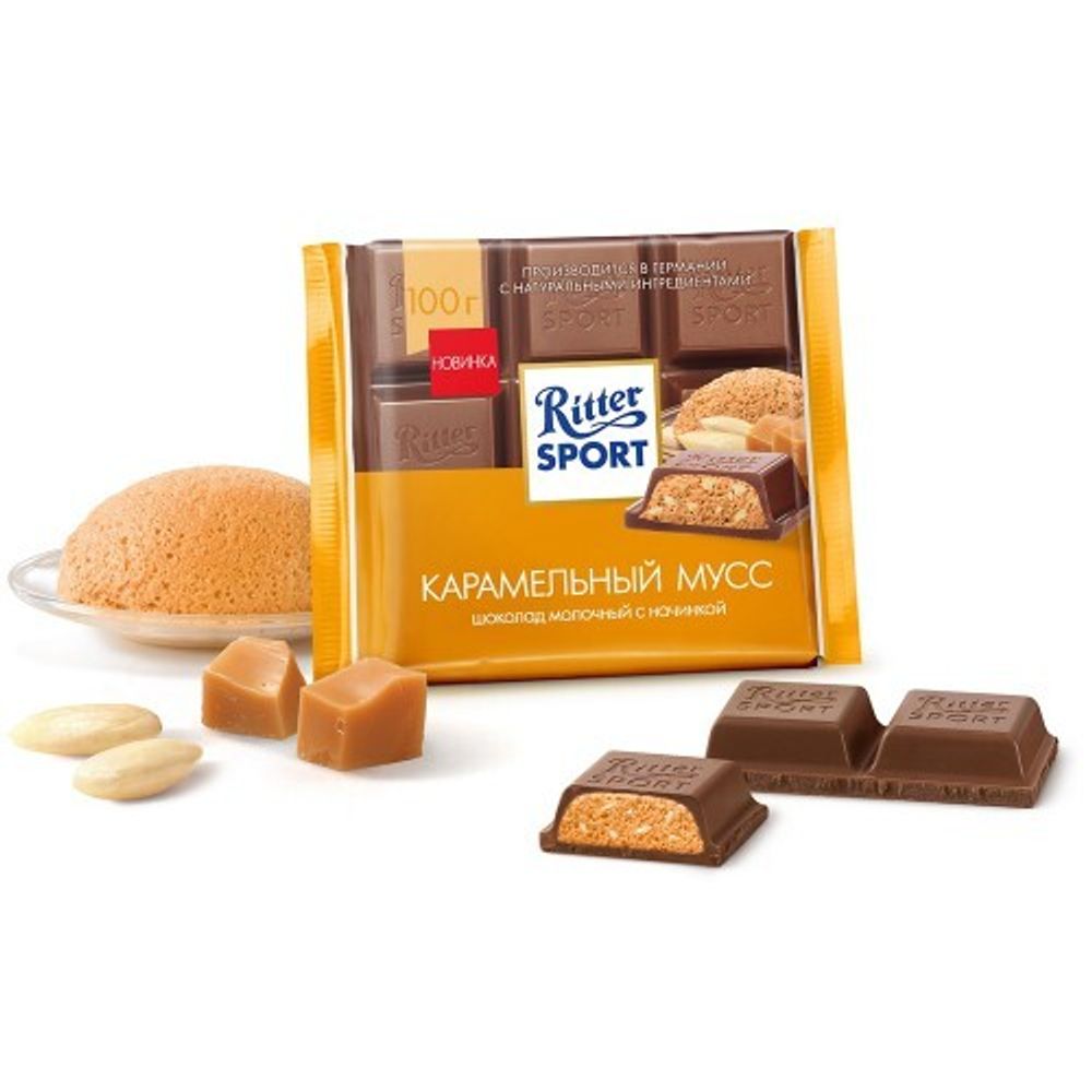 Ritter Sport шоколад молочный Карамельный мусс, 100 гр